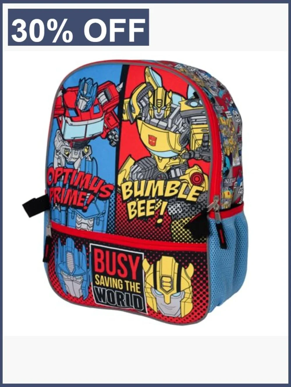 Transformers Backpack Set for Kids - 5 Piece School Bag with Lunchbox, Blue &